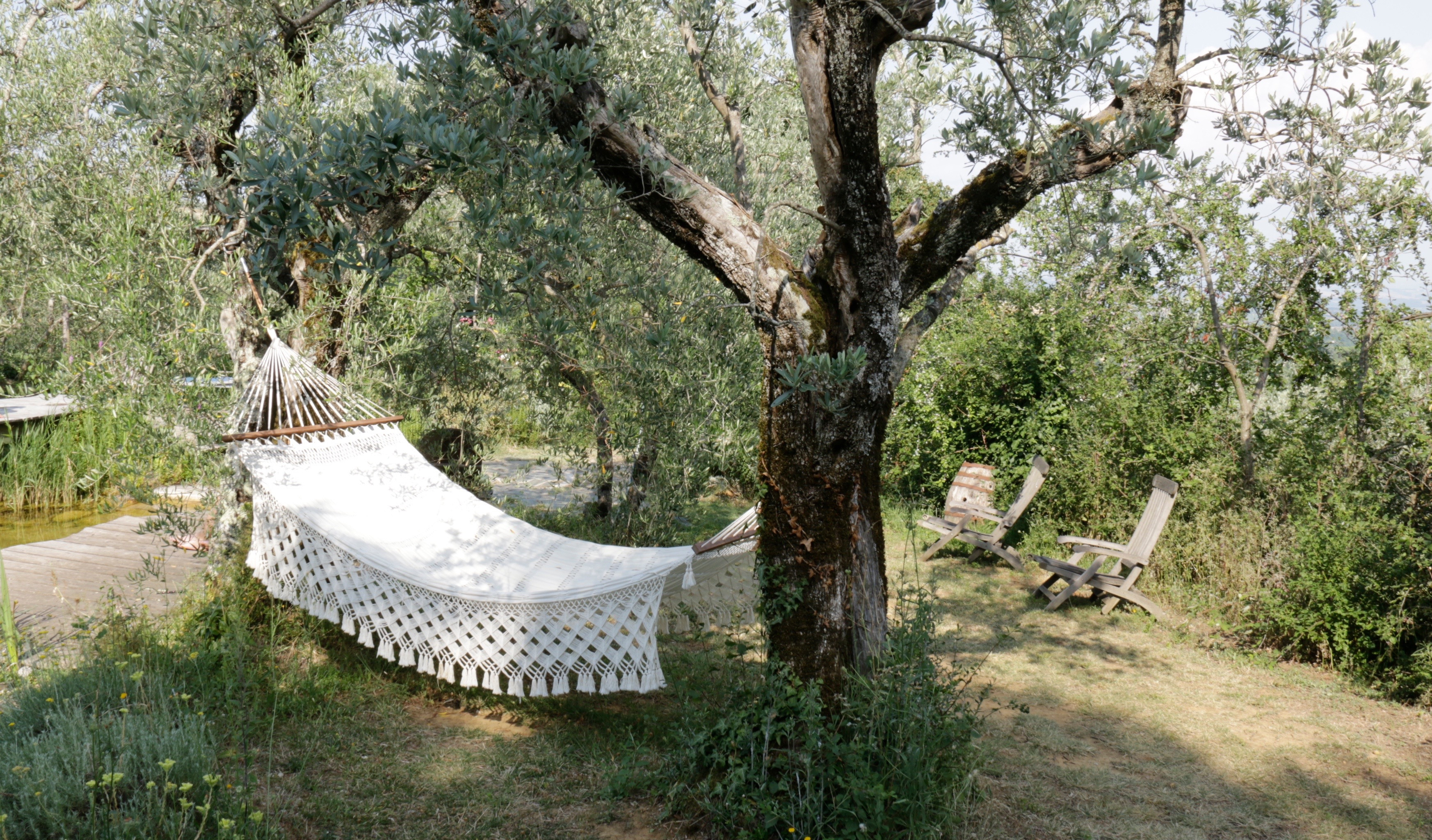 Relaxing in the garden in Fattoria San Martino, Tuscany, Italy