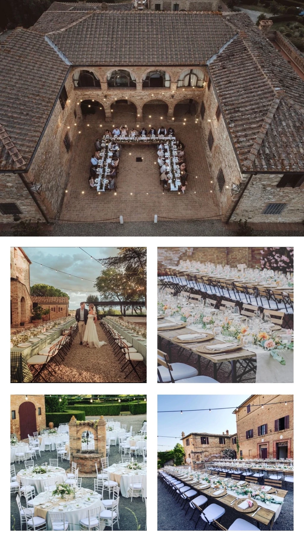 The wedding dinner in the courtyard, the garden, by the pool, in the vineyard or surrounded by olive trees