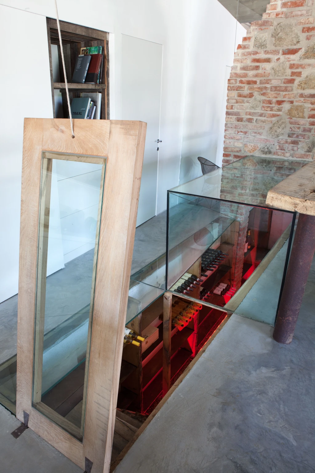 A secret wine cellar - contemporary design - hidden underneath the floor