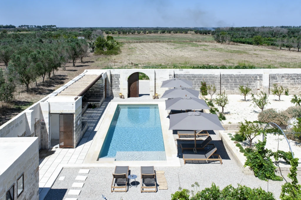 The pool area at Masseria Pezza is an oasis of peace; morning, noon and night.