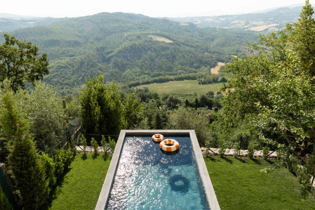 The Pool with breathtaking view over the rolling hills of the Umbrian Countryside