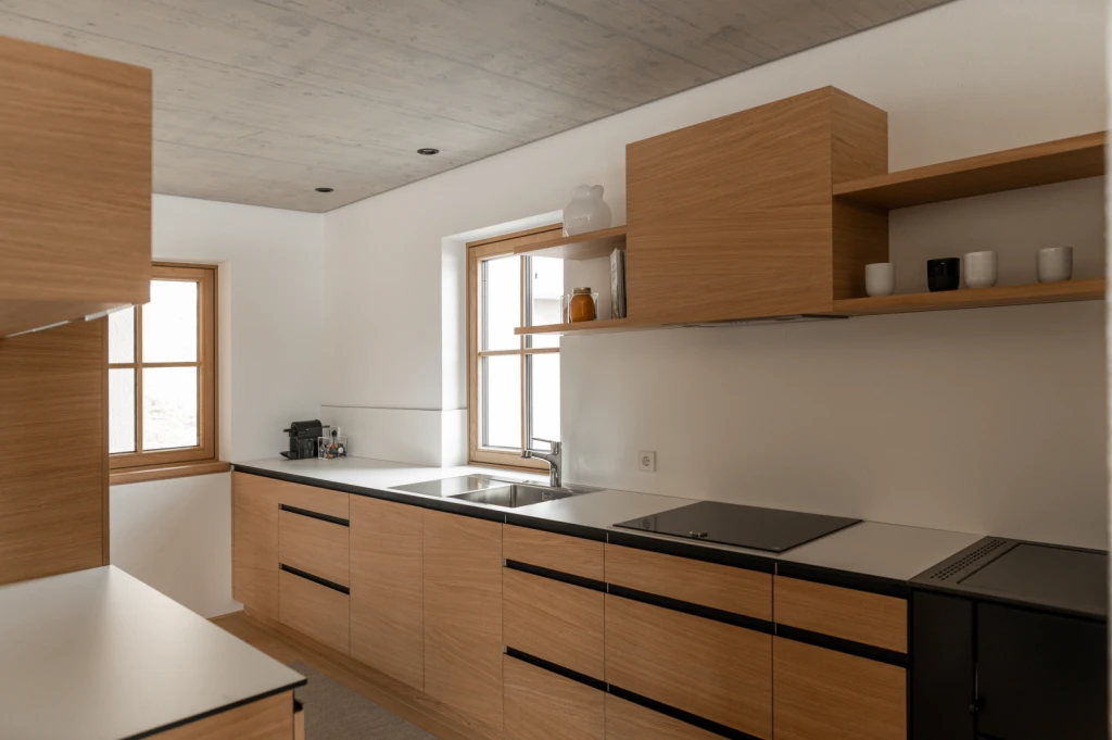 A fully equipped, modern kitchen