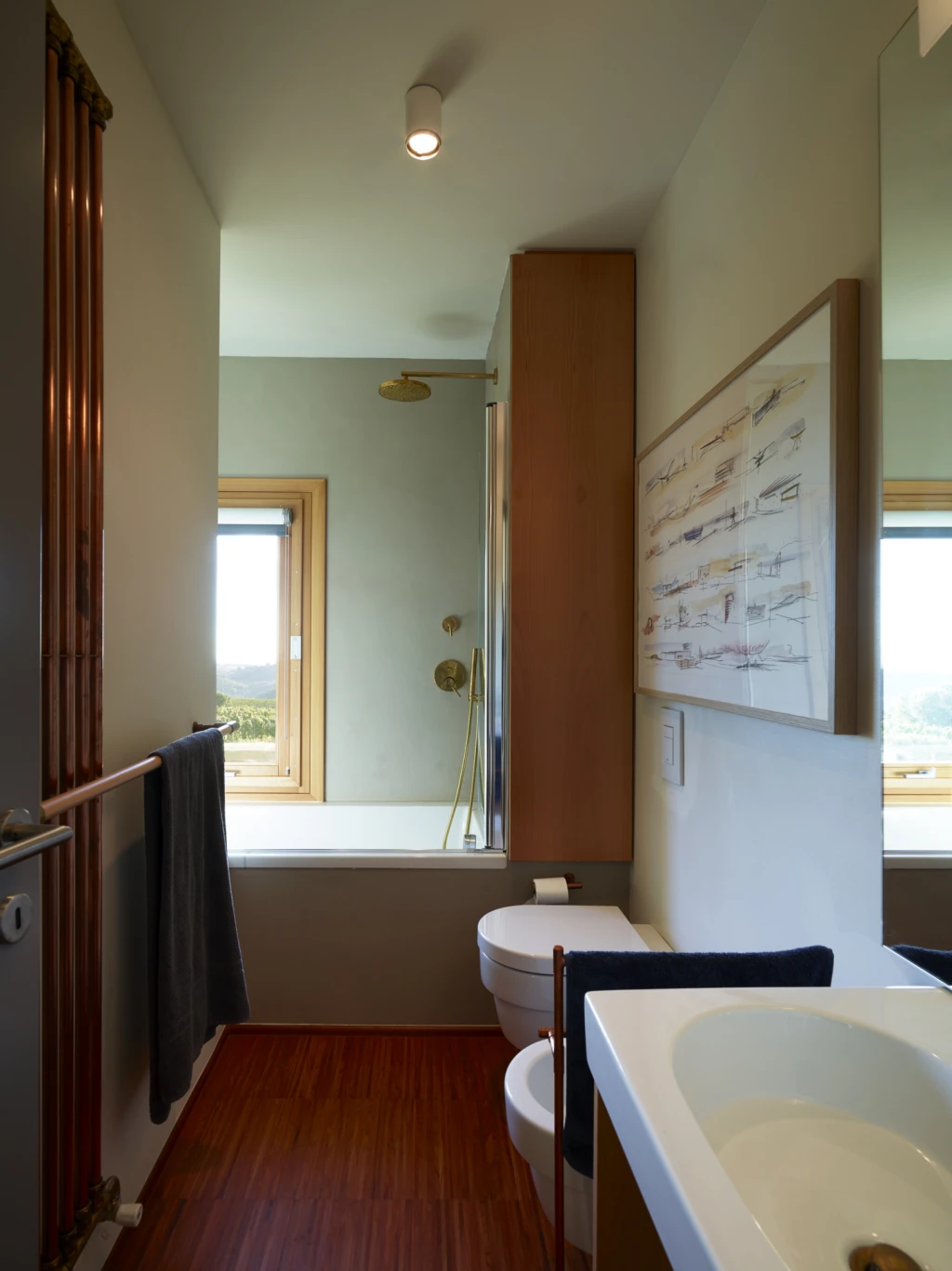 Stylish and comfortable bathroom.  The house is situated on the Marrema coast