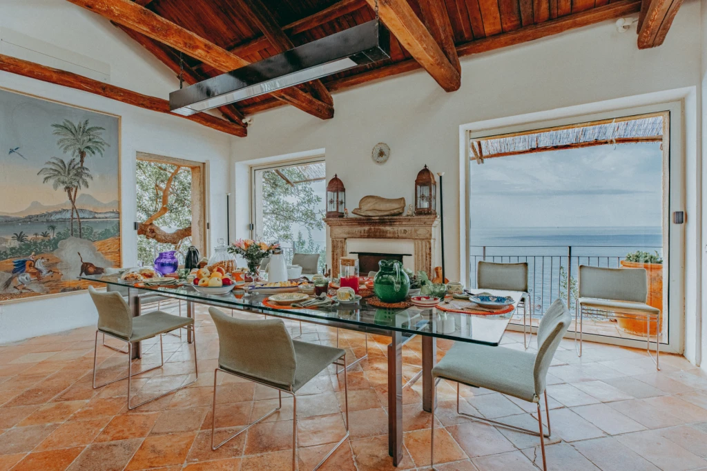 Breathtaking views from the dining area, overlooking the Amalfi Coast