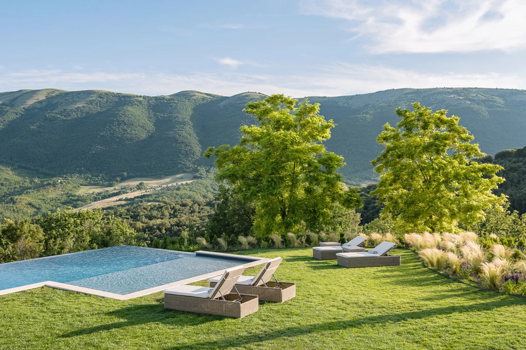 The infinity pool and the endless view over the Umbria countryside or epic