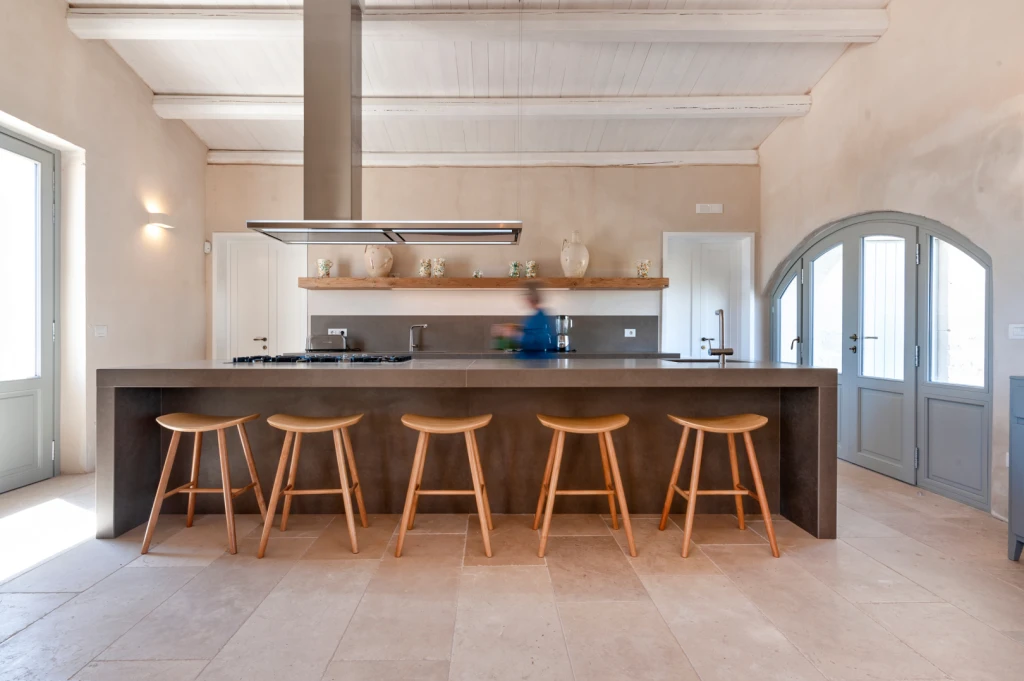 The kitchen is the heart of the house with a large kitchen island