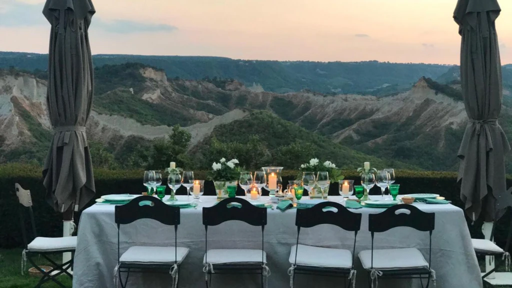 Dinner with a stunning view of the  Calanchi Valley